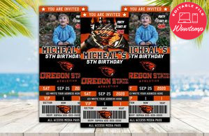 Editable Oregon State Beavers Birthday Ticket Invitations Instant Download
