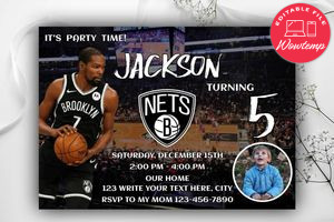 Brooklyn Nets Birthday Flyer Template to Print at Home Instant Download