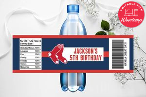 Printable Boston Red Sox Water Bottle Labels Instant Download