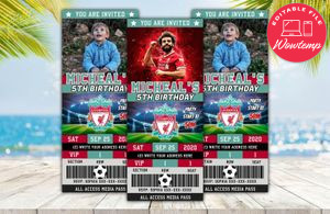 Editable Liverpool FC Birthday Ticket Invites Instant Download