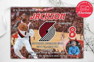 Portland Trail Blazers Birthday Invitation Template to Print at Home Instant Download