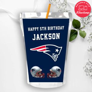 New England Patriots Birthday Capri Sun Juice Label Instant Download