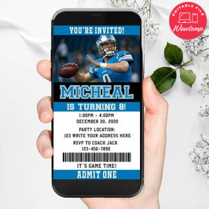 Electronic Detroit Lions Ticket Electronic Invite Birthday Invites Instant Download