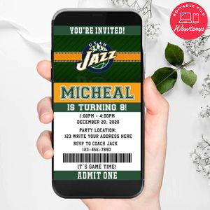 Electronic Utah Jazz Birthday Invitation Instant Download