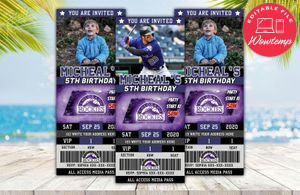 Editable Colorado Rockies Baseball Birthday Ticket Invitation Instant Download