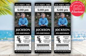 Chicago White Sox Birthday Ticket With Photo Invitation Instant Download