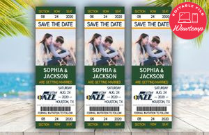Utah Jazz Save The Date Wedding Engagement Announcement Ticket Invitation Instant Download