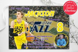 Utah Jazz Birthday Invitation Template to Print at Home Instant Download