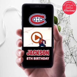Montréal Canadiens Birthday Video Invitation Digital Template Customizable Instant Download