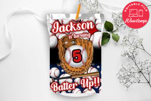 Printable Baseball Birthday Capri Sun Juice Label Instant Download