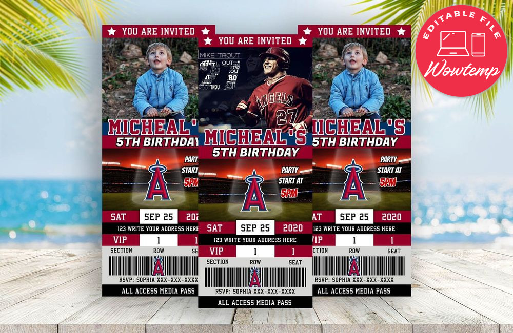 Los Angeles Angels Ticket Birthday Editable Template Instant Download