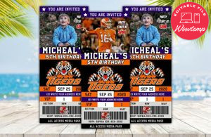 Editable Clemson Tigers Birthday Ticket Invitations Instant Download