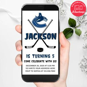 Electronic Vancouver Canucks Electronic Invite Birthday Invitation Template Instant Download