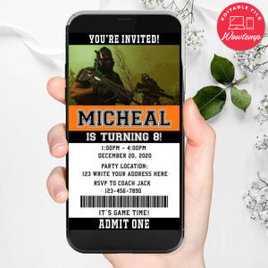 Call Of Duty Warzone Ticket Invite Birthday Invitation DIY