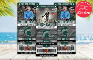 Michigan State Spartans Ticket Birthday Editable Templates Instant Download