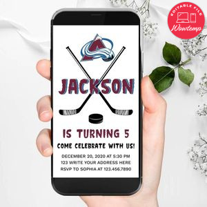 Electronic Colorado Avalanche Electronic Invite Birthday Invitation Template Instant Download