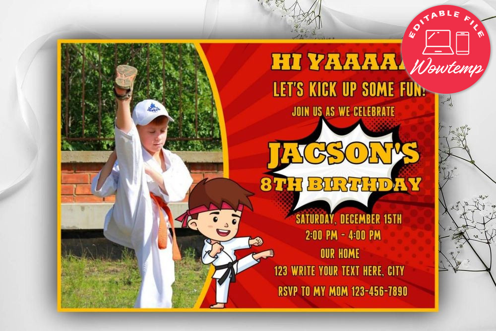 Taekwondo Birthday Flyer Instant Download