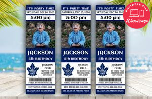 Printable Toronto Maple Leafs Birthday Ticket With Photo Invitation Instant Download