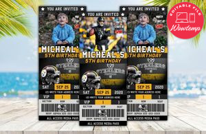 Editable Pittsburgh Steelers Birthday Ticket Invitations Instant Download
