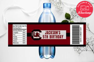 Printable South Carolina Gamecocks Water Bottle Labels Instant Download