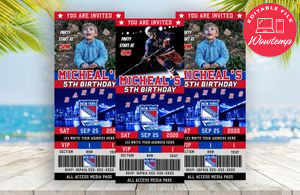 New York Rangers Ticket Birthday Editable Template Instant Download