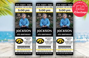 Printable Iowa Hawkeyes Birthday Ticket With Photo Invitation Instant Download