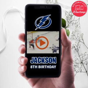 Tampa Bay Lightning Birthday Video Invitation Digital Template Customizable Instant Download