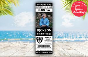 Brooklyn Nets Birthday Ticket With Photo Invitation Instant Download