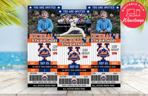 New York Mets Ticket Birthday Editable Templates Instant Download