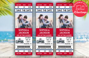 Los Angeles Clippers Save The Date Wedding Engagement Announcement Ticket Invitation Instant Download