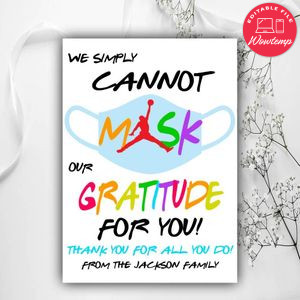 Printable Jordan Can't mask our gratitude for you gift tag Instant Download
