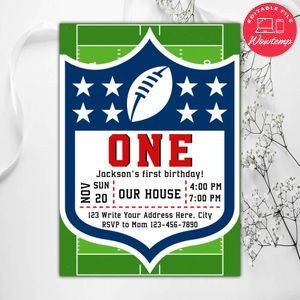 NFL First Birthday Invitation Instant Download