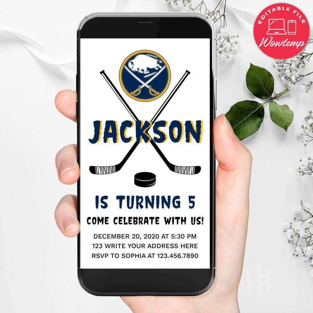 Electronic Buffalo Sabres Electronic Invite Birthday Flyer Template Instant Download