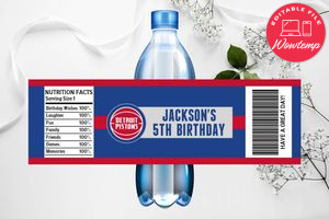 Printable Detroit Pistons Water Bottle Labels Instant Download