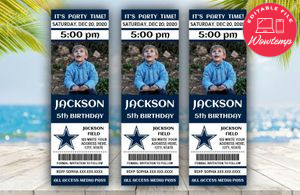 Printable Dallas Cowboys Birthday Ticket With Photo Invitation Instant Download