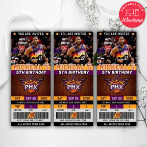 Phoenix Suns Deandre Ayton Birthday Ticket Party Invites Instant Download