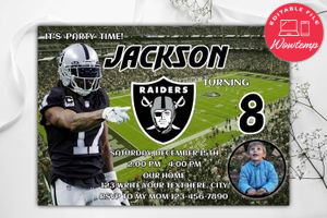 Las Vegas Raiders Birthday Invitation Template to Print at Home Instant Download