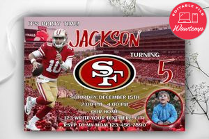 San Francisco 49ers Birthday Invitation Template to Print at Home Instant Download