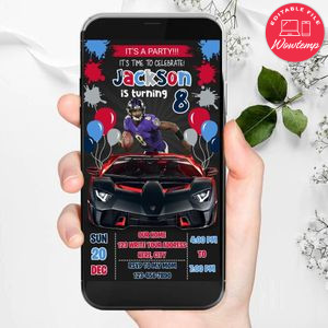 Mobile Lamar Jackson Baltimore Ravens Drive By Birthday Parade Electronic Invite Invitation Template Instant Download