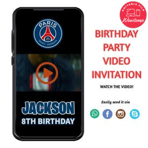 Kylian Mbappe Birthday Video Invitation Digital Template Customizable Instant Download