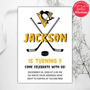 Printable Pittsburgh Penguins Birthday Invitations Instant Download