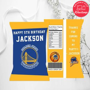 Warriors Basketball Chip Bag Digital File Printable Instant Download