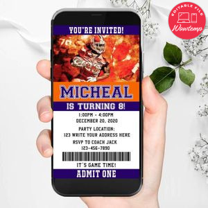 Electronic Clemson Tigers Electronic Invite Birthday Invitations Instant Download