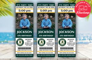 Printable Oakland Athletics Birthday Ticket With Photo Invitation Instant Download