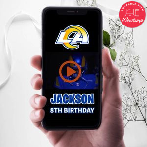 Los Angeles Rams Birthday Video Invitation Digital Template Customizable Instant Download
