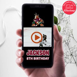 Arizona Coyotes Birthday Video Invitation Digital Template Customizable Instant Download