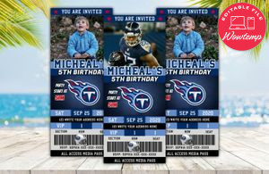 Editable Tennessee Titans Birthday Ticket Invites Instant Download