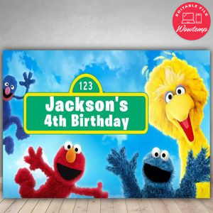 Printable Sesame Street Backdrop Digital File Instant Download