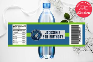 Printable Minnesota Timberwolves Water Bottle Labels Instant Download