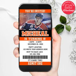 Electronic Edmonton Oilers Ticket Electronic Invite Birthday Invitations Instant Download